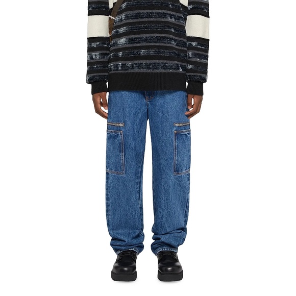 size 31 Givenchy Jeans Loose Fit Cardo Pants Marble Denim Blue - Picture 2 of 8